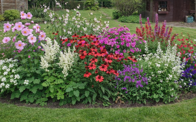 Roses délicats, rouges éclatants et touches de blanc apaisant