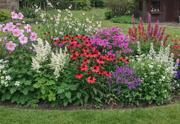 Roses délicats, rouges éclatants et touches de blanc apaisant